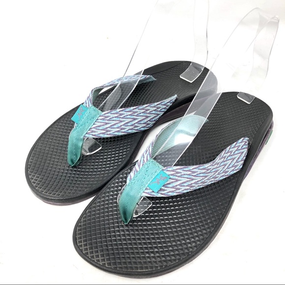 CHACO Ecotread Purple Teal Thong Flip Flop Sandals - Picture 3 of 8
